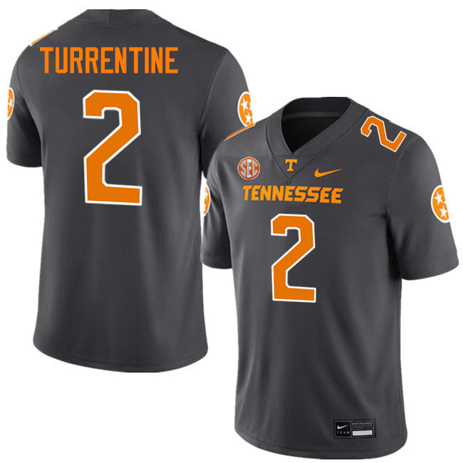 Andre Turrentine Tennessee Jersey,Tennessee Volunteers #2 Andre Turrentine College Jersey-Smoke Grey